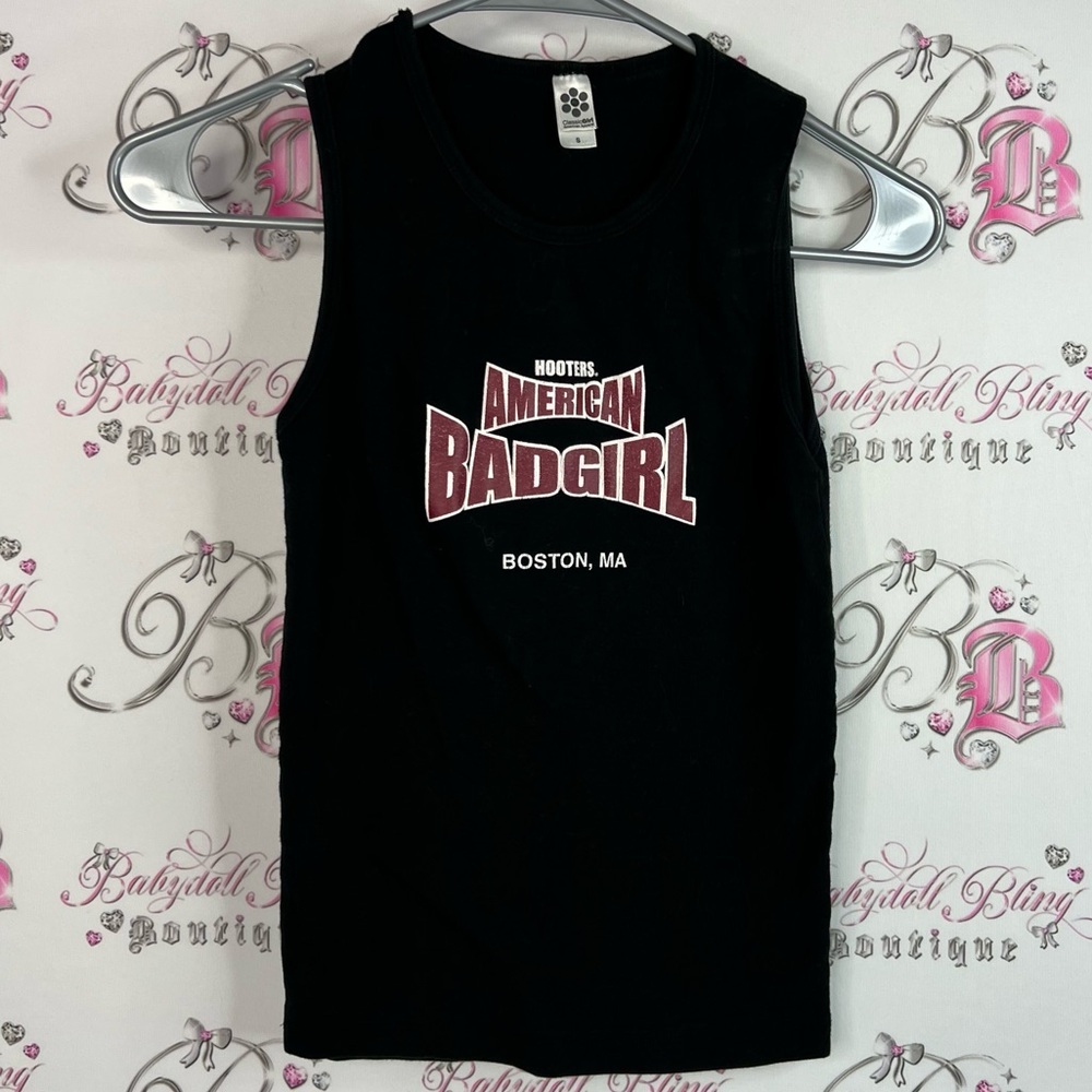 American Apparel tank top hooters ClassicGirl Black Tee Boston, MA top shirt